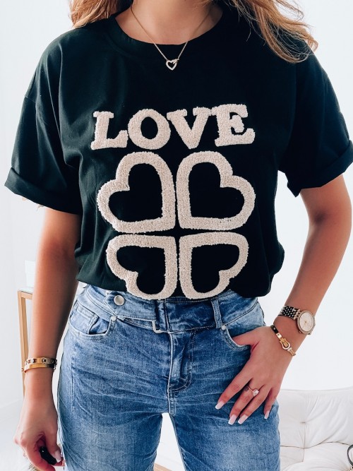 T-shirt LOVE z aplikacja BLACK