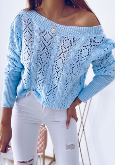 Sweter CAMILLE ażurowy BLUE