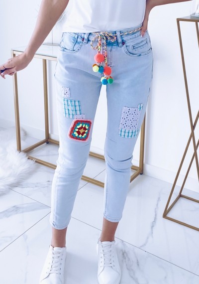 Spodnie MULAN jeansowe z kolorowymi detalami