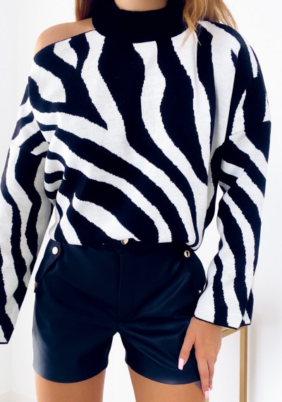Sweter MORIS zebra BLACK