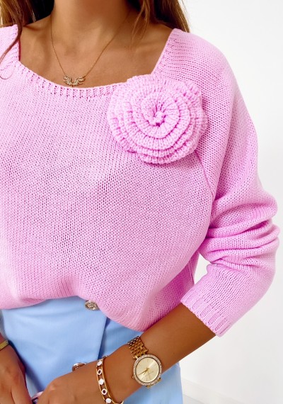 Sweter LILLA z różą LILA FIOLET 1