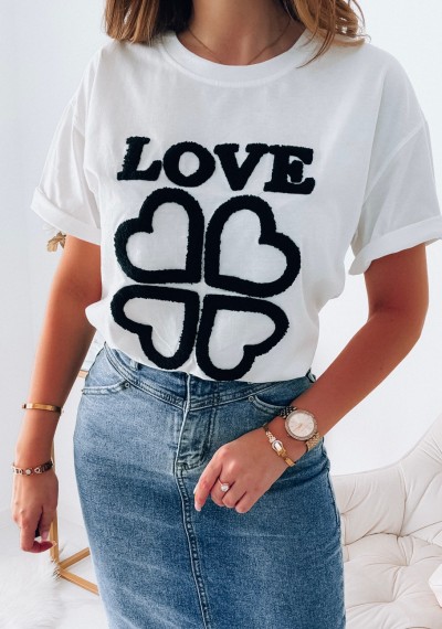 T-shirt LOVE z aplikacja WHITE