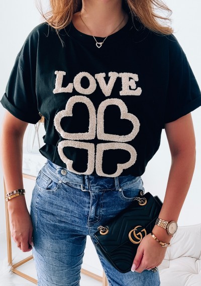 T-shirt LOVE z aplikacja BLACK 1