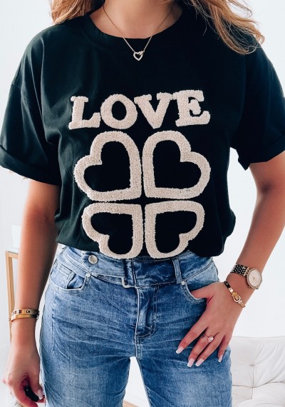 T-shirt LOVE z aplikacja BLACK 4