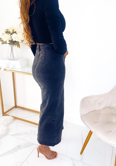 Spódnica KAREN jeansowa na guziki DARK 3