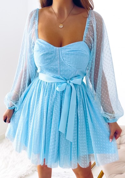 Sukienka PENNY tiulowa z paskiem BLUE 4