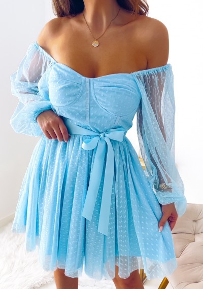 Sukienka PENNY tiulowa z paskiem BLUE 7