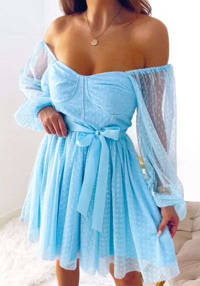 Sukienka PENNY tiulowa z paskiem BLUE 8