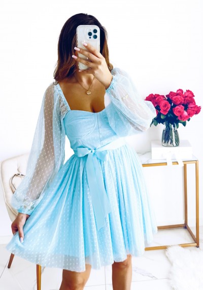 Sukienka PENNY tiulowa z paskiem BLUE 10