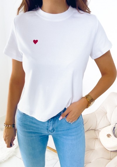 T-shirt CAROL z serduszkiem WHITE
