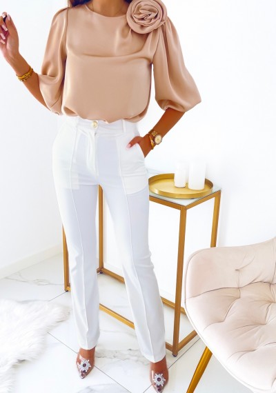 Spodnie MADLEN z przeszyciami WHITE 6