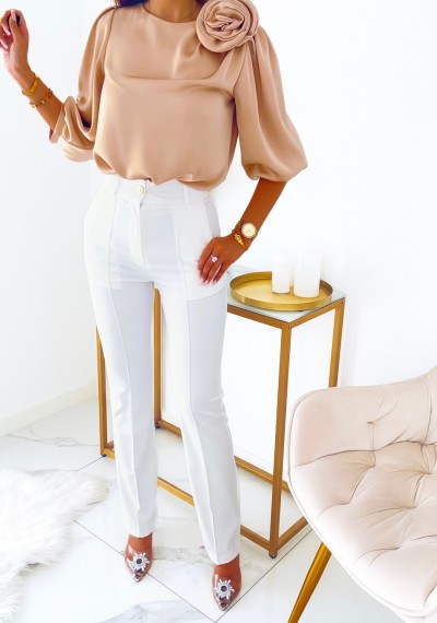 Spodnie MADLEN z przeszyciami WHITE 5